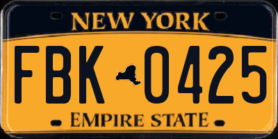 NY license plate FBK0425