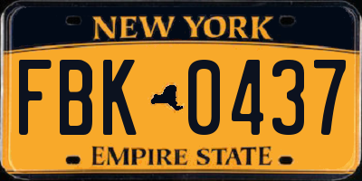 NY license plate FBK0437