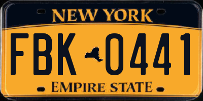NY license plate FBK0441