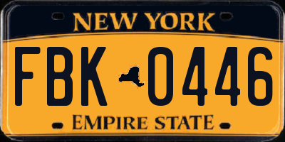 NY license plate FBK0446