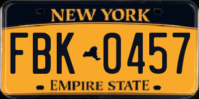 NY license plate FBK0457