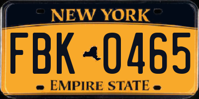 NY license plate FBK0465