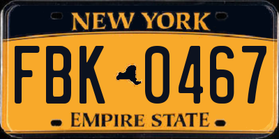 NY license plate FBK0467