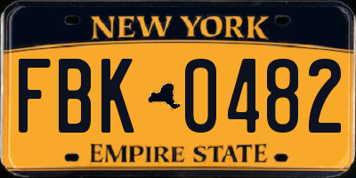 NY license plate FBK0482