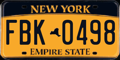 NY license plate FBK0498