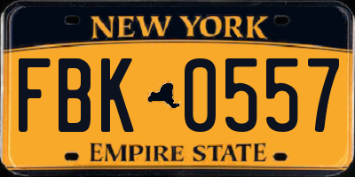 NY license plate FBK0557