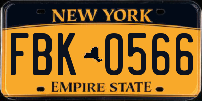 NY license plate FBK0566