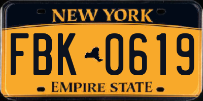 NY license plate FBK0619