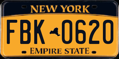 NY license plate FBK0620