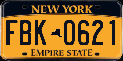 NY license plate FBK0621