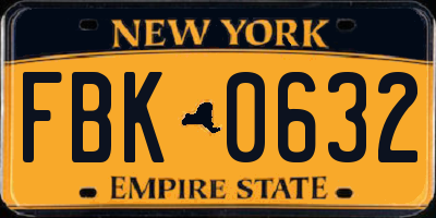 NY license plate FBK0632