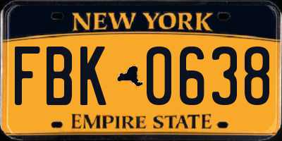NY license plate FBK0638