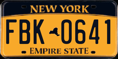 NY license plate FBK0641