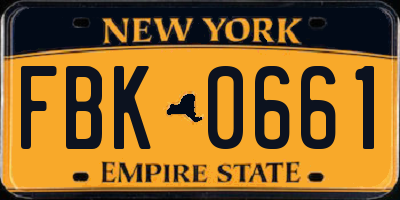 NY license plate FBK0661