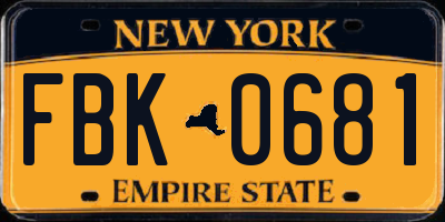 NY license plate FBK0681