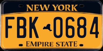 NY license plate FBK0684