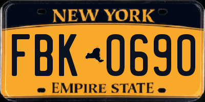 NY license plate FBK0690