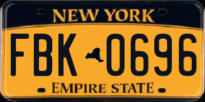 NY license plate FBK0696