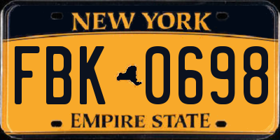 NY license plate FBK0698