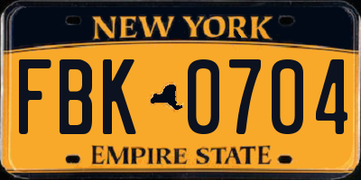 NY license plate FBK0704