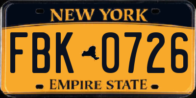 NY license plate FBK0726