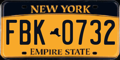 NY license plate FBK0732