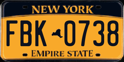 NY license plate FBK0738