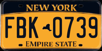NY license plate FBK0739