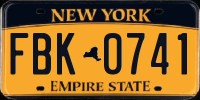 NY license plate FBK0741