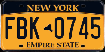 NY license plate FBK0745