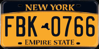NY license plate FBK0766