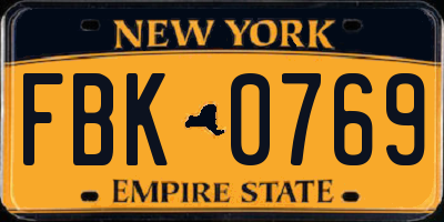 NY license plate FBK0769