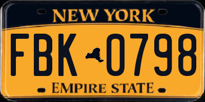NY license plate FBK0798