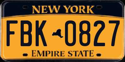 NY license plate FBK0827