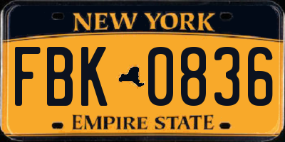 NY license plate FBK0836