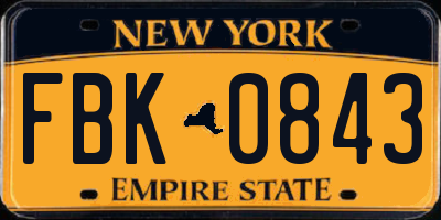 NY license plate FBK0843
