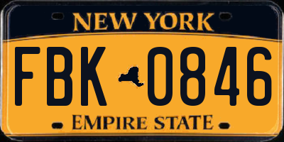 NY license plate FBK0846