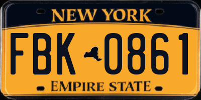 NY license plate FBK0861