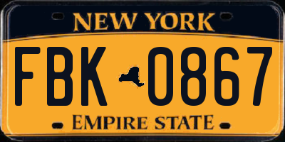 NY license plate FBK0867