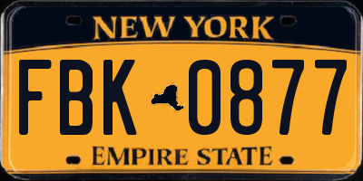 NY license plate FBK0877