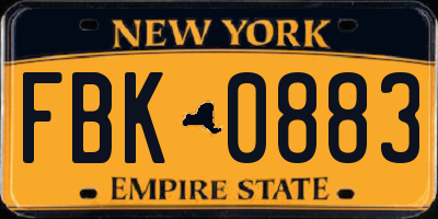 NY license plate FBK0883