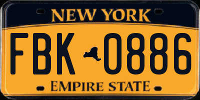 NY license plate FBK0886
