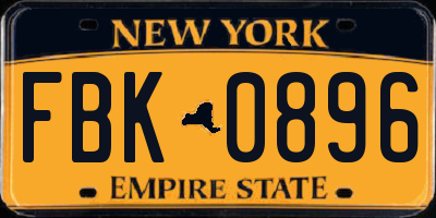 NY license plate FBK0896