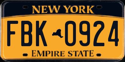 NY license plate FBK0924