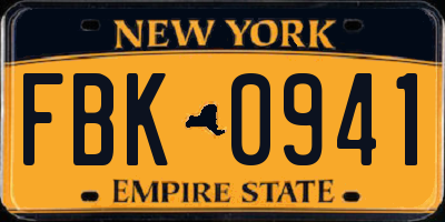 NY license plate FBK0941