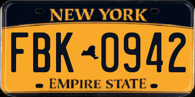 NY license plate FBK0942