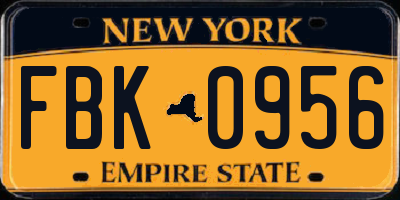 NY license plate FBK0956