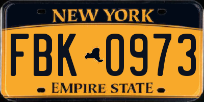NY license plate FBK0973