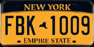 NY license plate FBK1009
