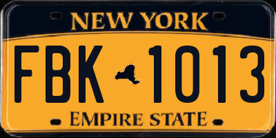 NY license plate FBK1013